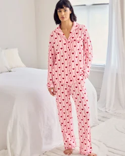 Tall Wavy Stripe Heart Print Long Pyjama Set
