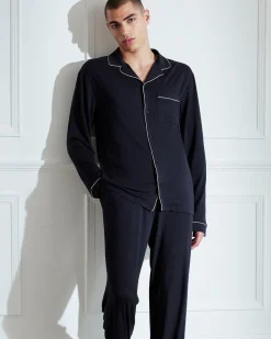 TENCEL™ Modal Button Up Long Pyjama Set - Navy