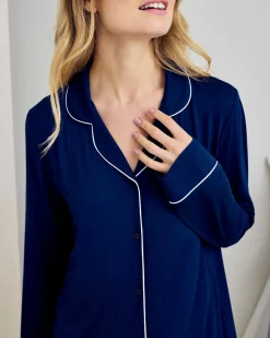 TENCEL™ Modal Button Up Nightshirt - Navy
