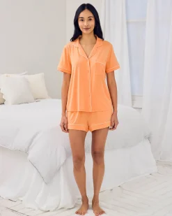 TENCEL™ Modal Button Up Short Pyjama Set - Orange