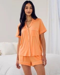 TENCEL™ Modal Button Up Short Pyjama Set - Orange
