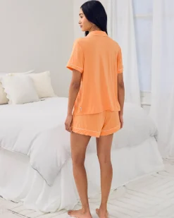 TENCEL™ Modal Button Up Short Pyjama Set - Orange