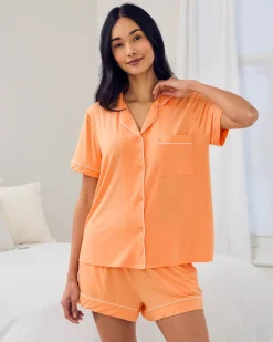 TENCEL™ Modal Button Up Short Pyjama Set - Orange
