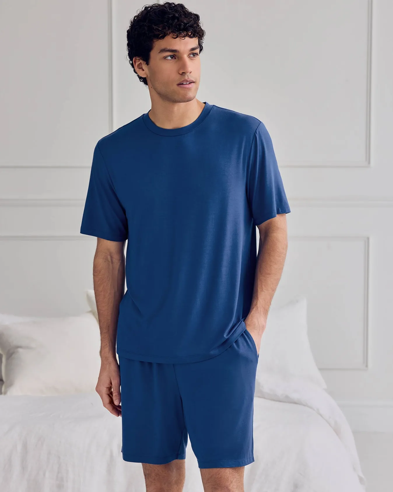TENCEL™ Modal Crew Neck Short Pyjama Set - Royal Blue