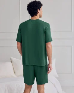 TENCEL™ Modal Crew Neck Short Pyjama Set - Green