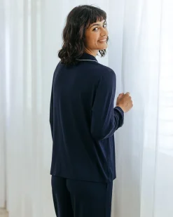 TENCEL™ Modal Long Button Up Pyjama Set - Navy