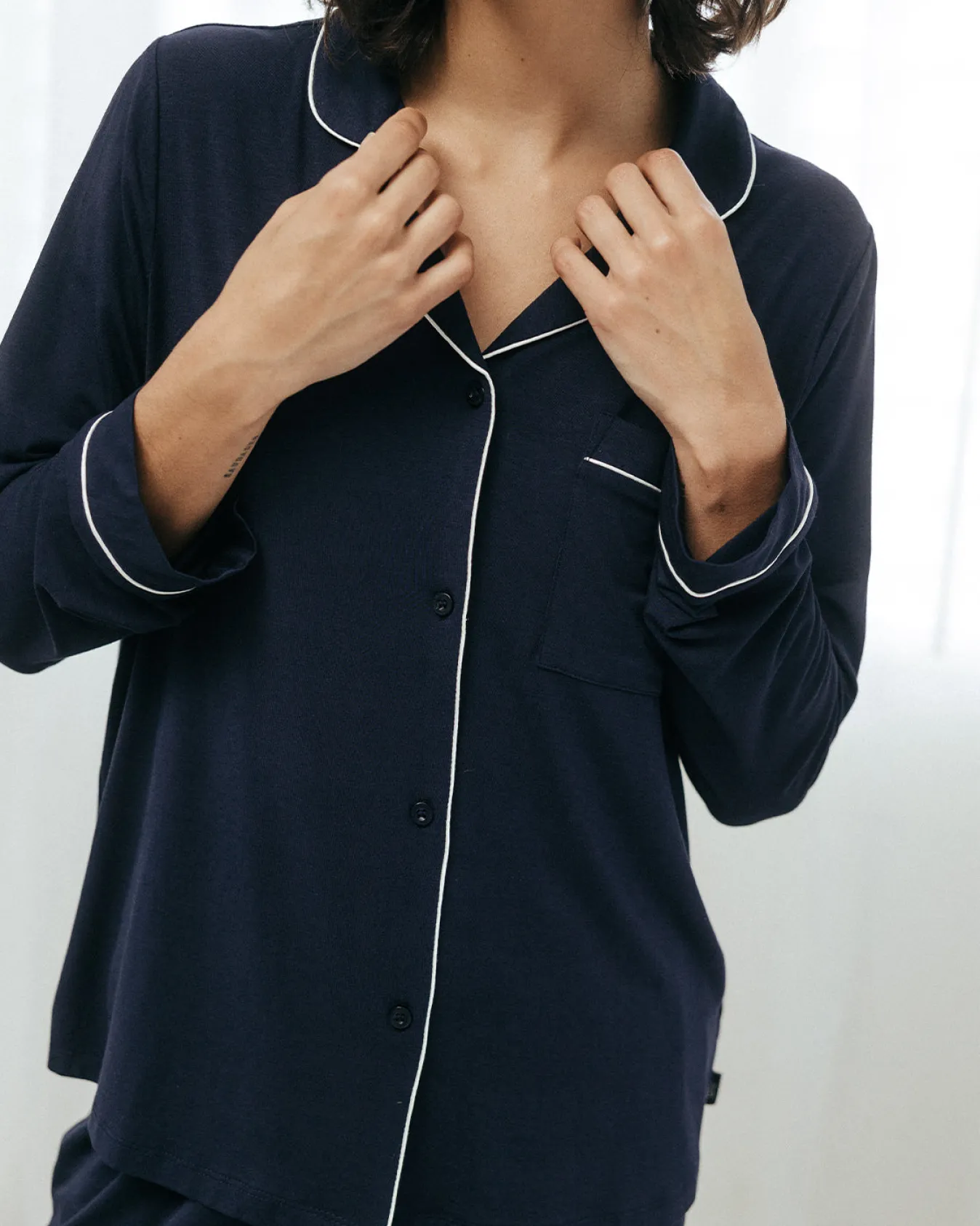 TENCEL™ Modal Long Button Up Pyjama Set - Navy