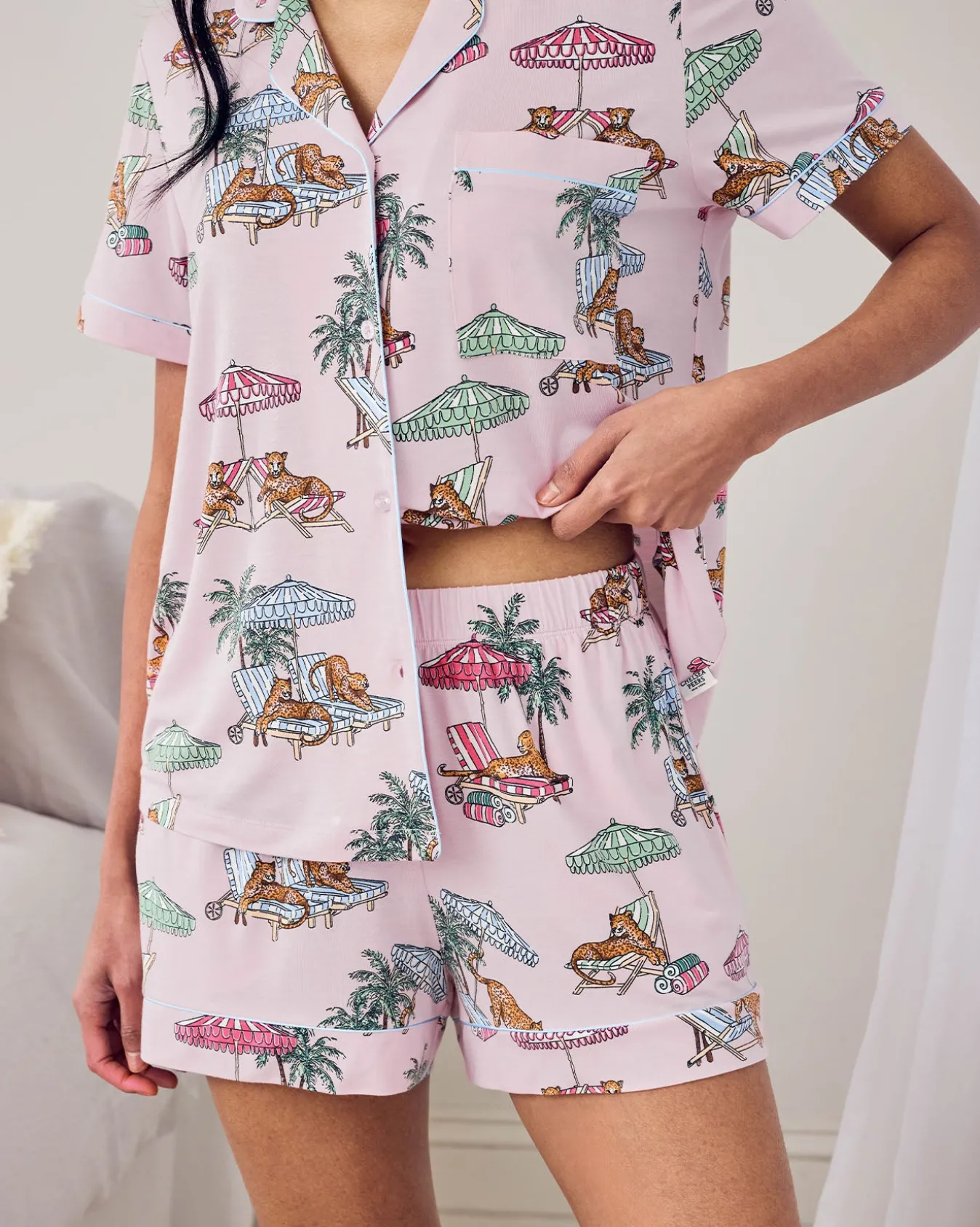 TENCEL™ Modal Lounging Leopards Print Short Pyjama Set