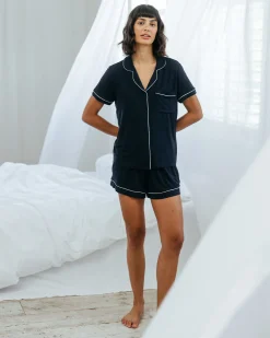 TENCEL™ Modal Short Button Up Pyjama Set - Navy