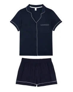 TENCEL™ Modal Short Button Up Pyjama Set - Navy