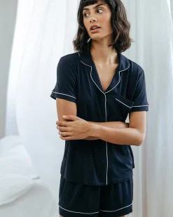 TENCEL™ Modal Short Button Up Pyjama Set - Navy