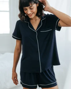 TENCEL™ Modal Short Button Up Pyjama Set - Navy