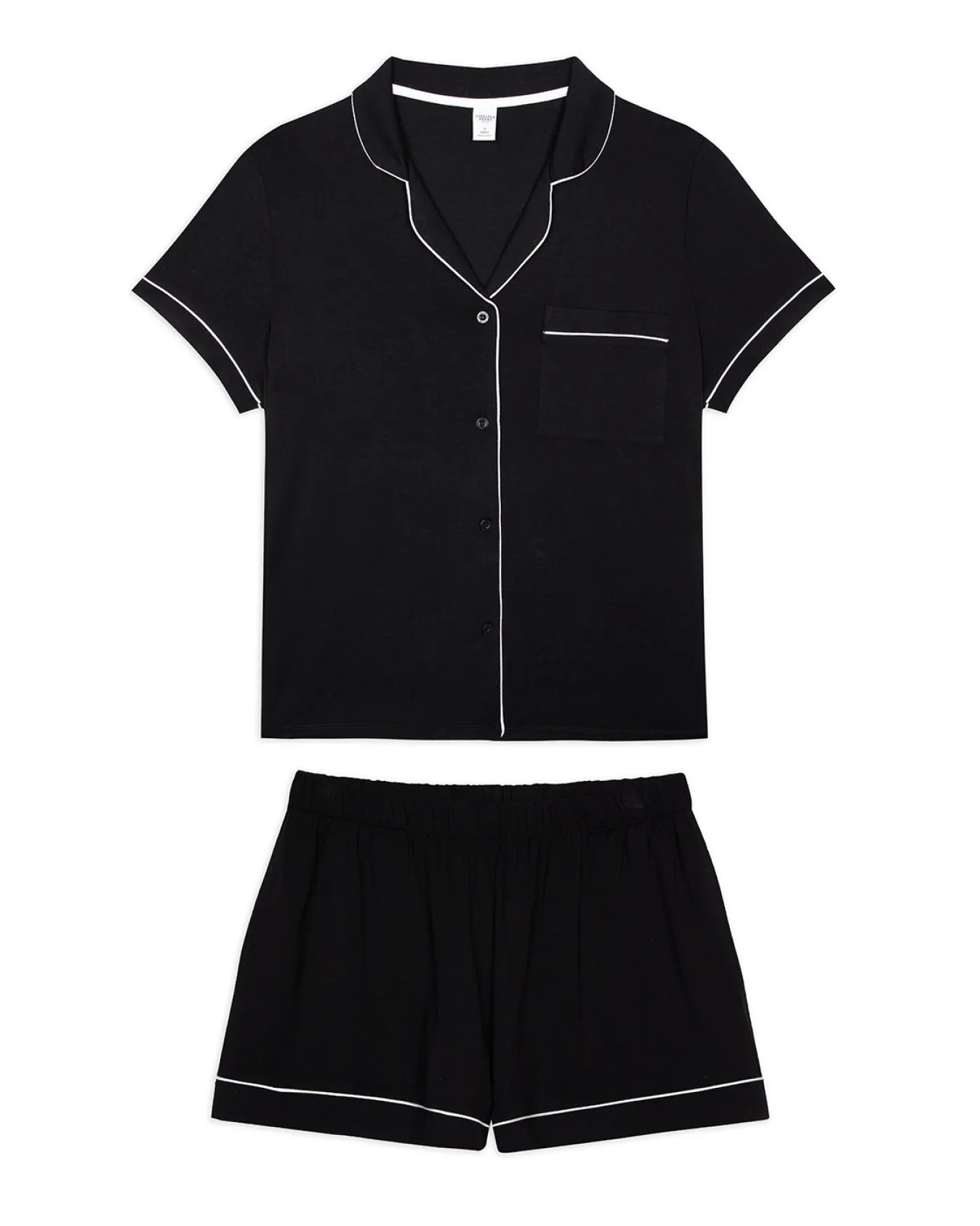 TENCEL™ Modal Short Button Up Pyjama Set - Black