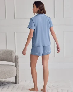 TENCEL™ Modal Short Button Up Pyjama Set - Powder Blue