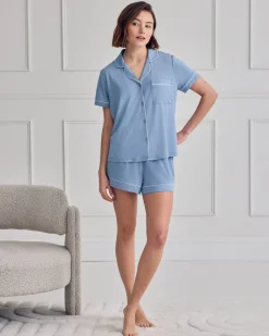 TENCEL™ Modal Short Button Up Pyjama Set - Powder Blue
