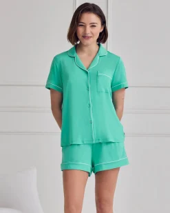 TENCEL™ Modal Short Button Up Pyjama Set - Aqua