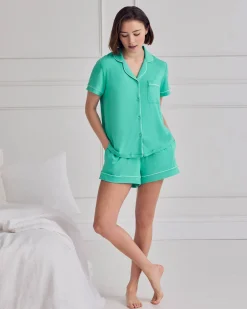 TENCEL™ Modal Short Button Up Pyjama Set - Aqua