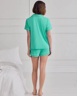 TENCEL™ Modal Short Button Up Pyjama Set - Aqua