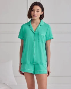 TENCEL™ Modal Short Button Up Pyjama Set - Aqua