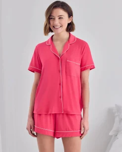 TENCEL™ Modal Short Button Up Pyjama Set - Hot Pink