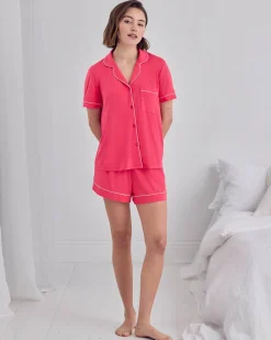 TENCEL™ Modal Short Button Up Pyjama Set - Hot Pink