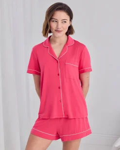 TENCEL™ Modal Short Button Up Pyjama Set - Hot Pink