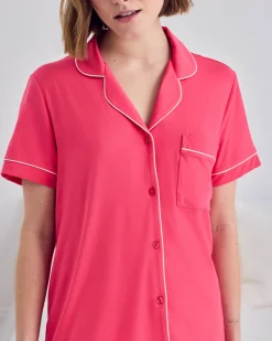 TENCEL™ Modal Short Button Up Pyjama Set - Hot Pink