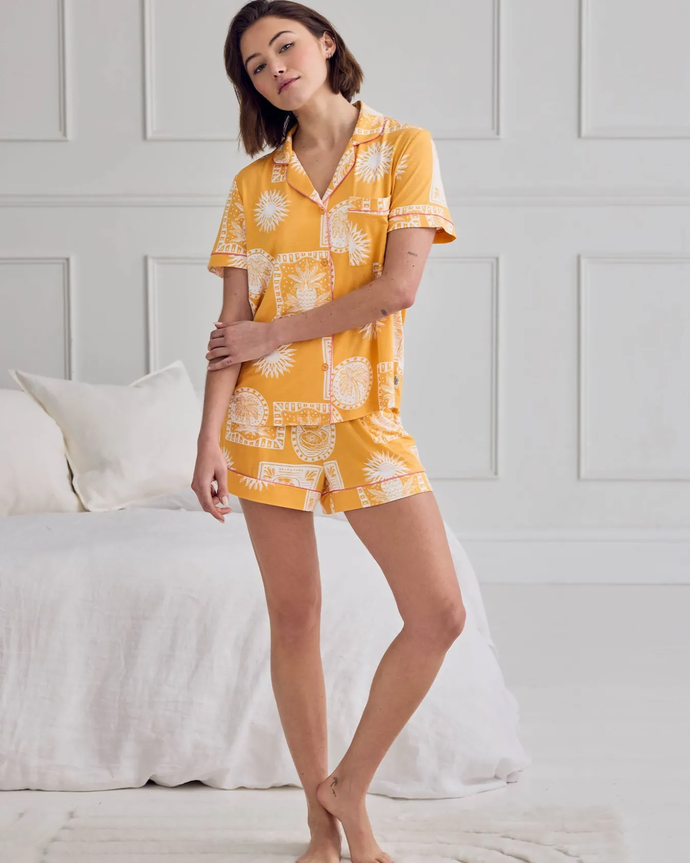 TENCEL™ Modal Stamp & Tile Print Short Pyjama Set