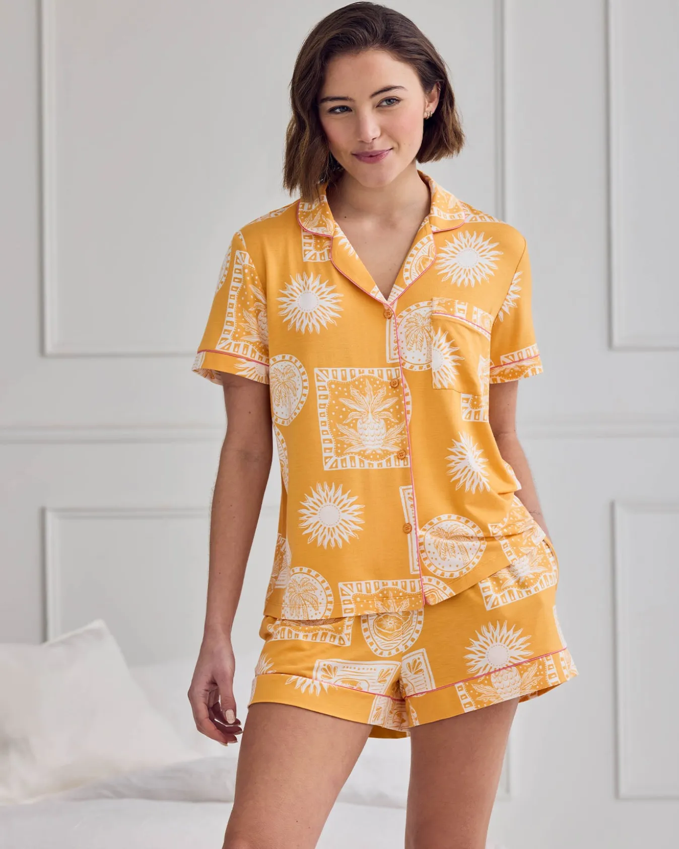 TENCEL™ Modal Stamp & Tile Print Short Pyjama Set