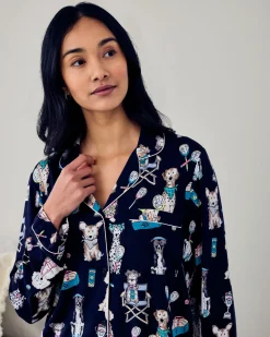 TENCEL™ Modal Tennis Dogs Print Long Pyjama Set - Navy
