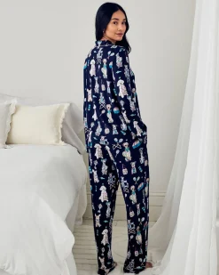 TENCEL™ Modal Tennis Dogs Print Long Pyjama Set - Navy