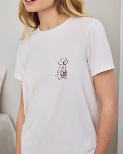 Tennis Dogs Print Short Pyjama Set - Cream
