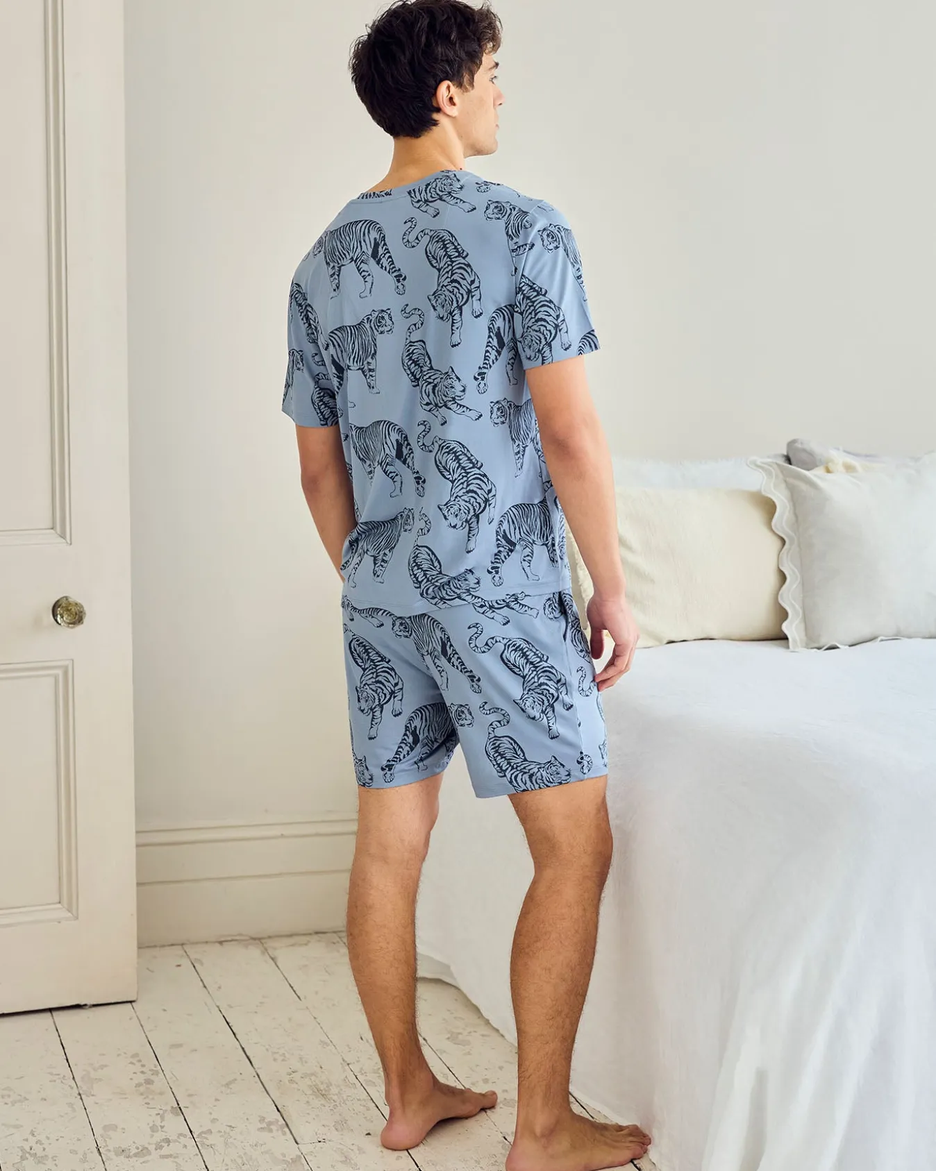 Tiger Print Short Pyjama Set - Indigo