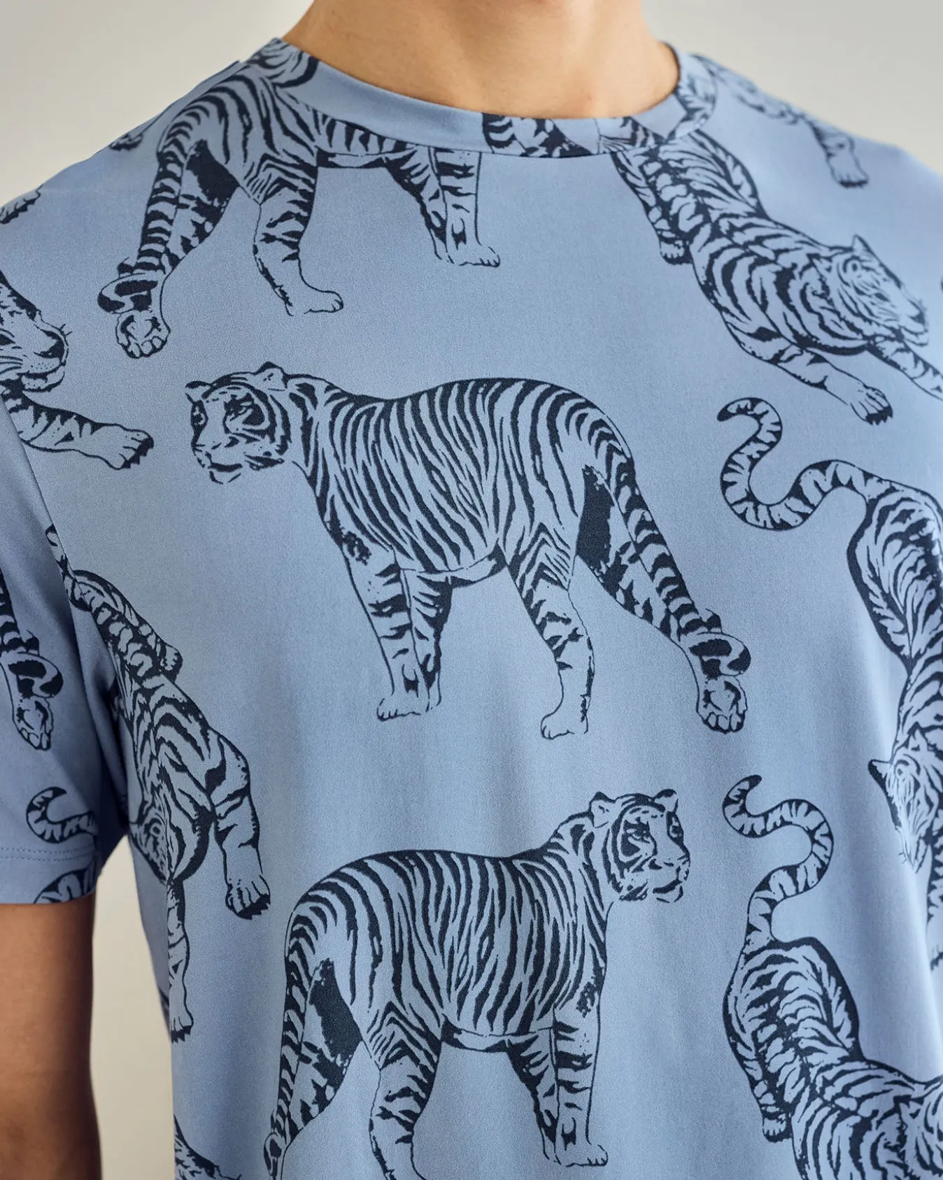 Tiger Print Short Pyjama Set - Indigo