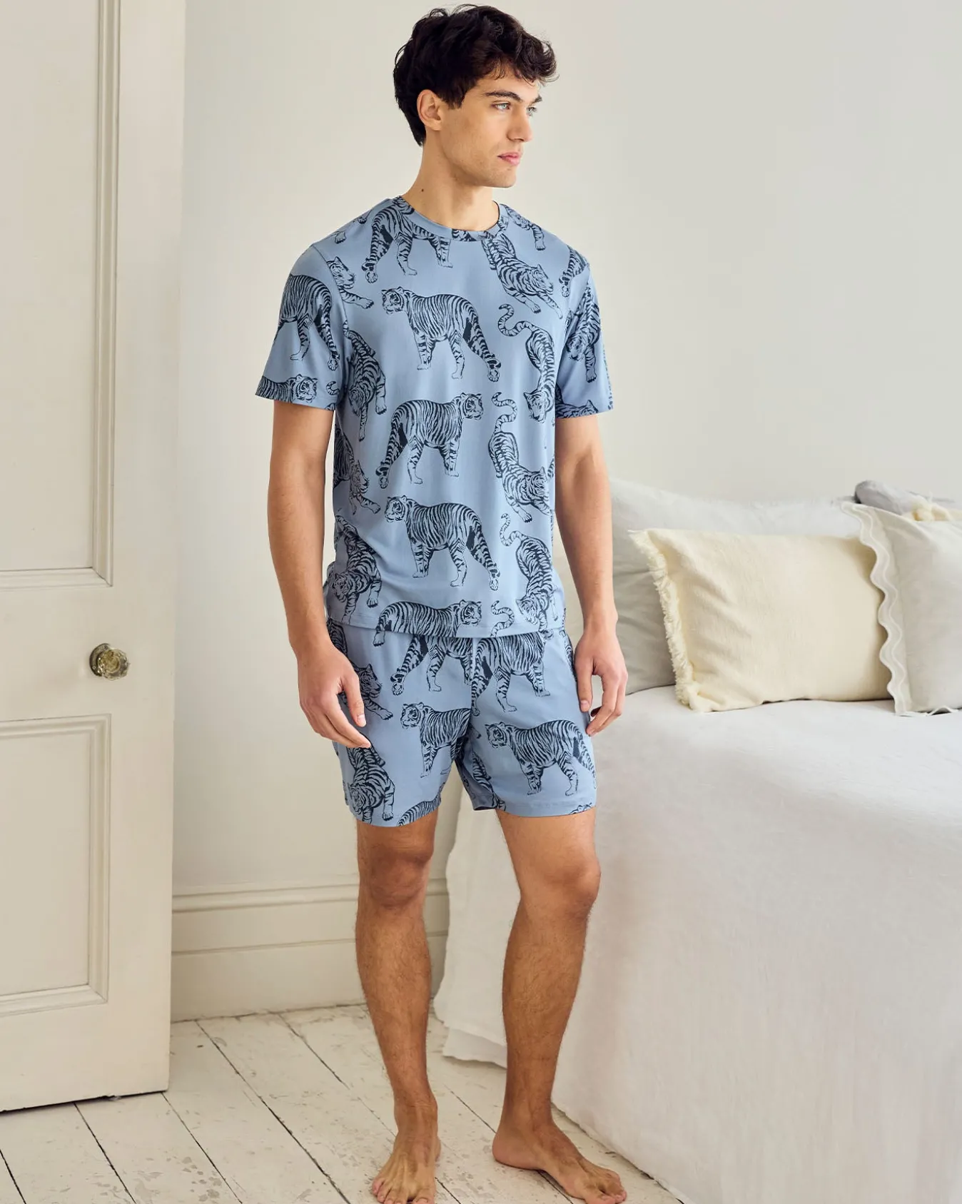 Tiger Print Short Pyjama Set - Indigo