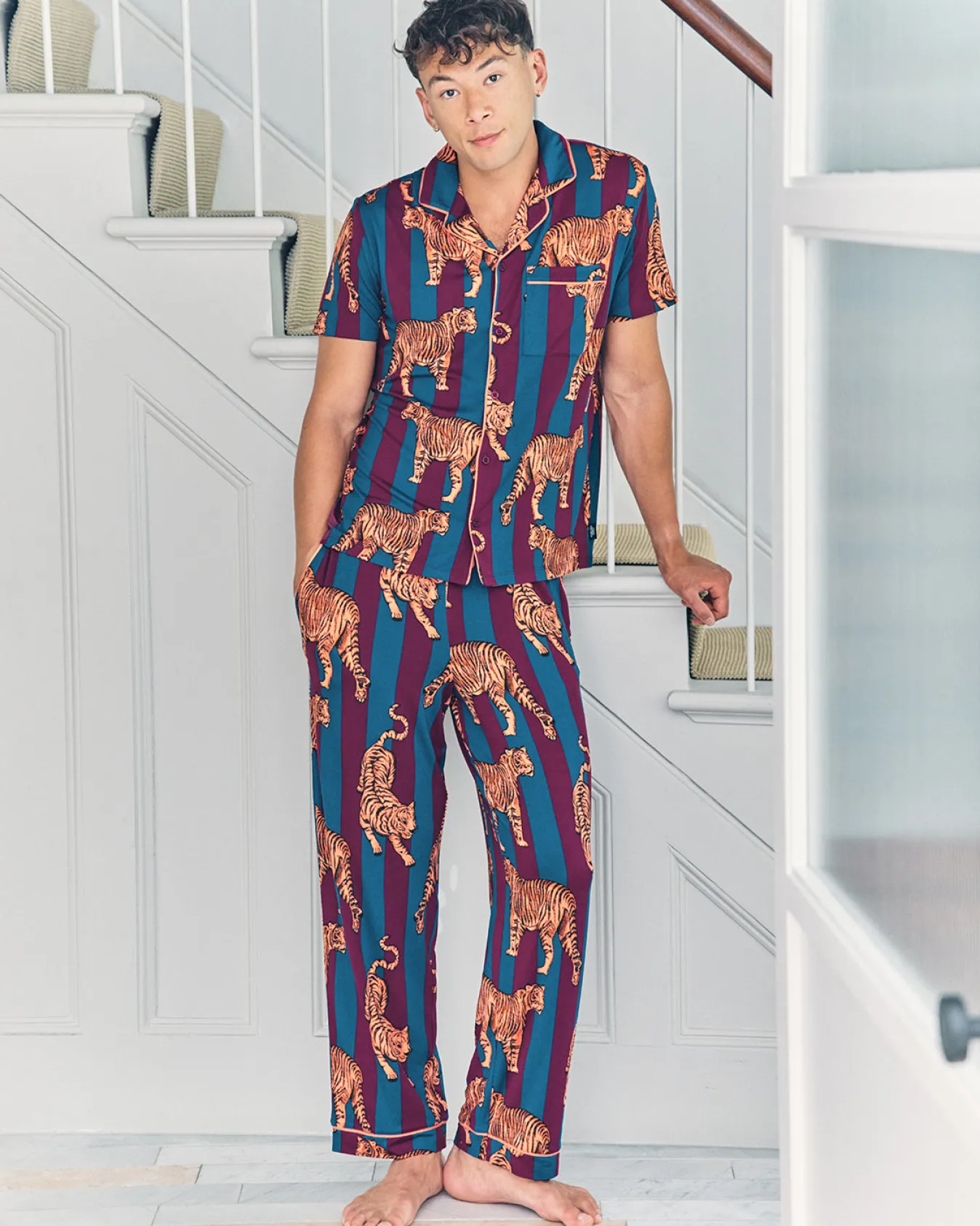 Tiger Stripe Print Long Pyjama Set