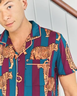 Tiger Stripe Print Long Pyjama Set