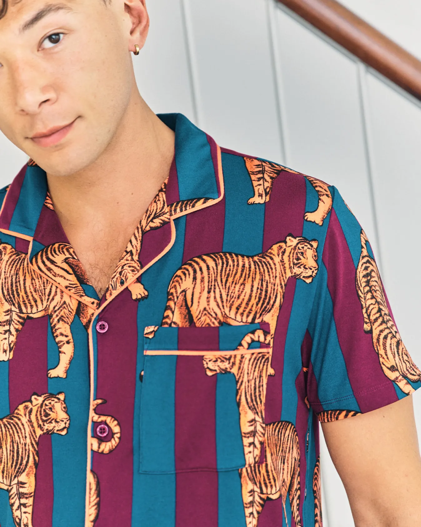 Tiger Stripe Print Long Pyjama Set