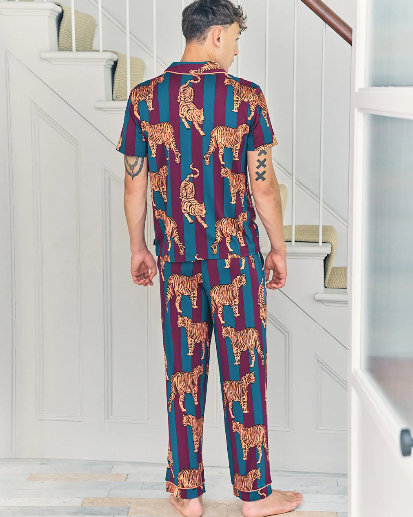 Tiger Stripe Print Long Pyjama Set