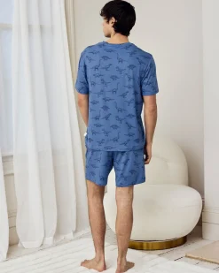 Tonal Dinosaur Print Short Pyjama Set