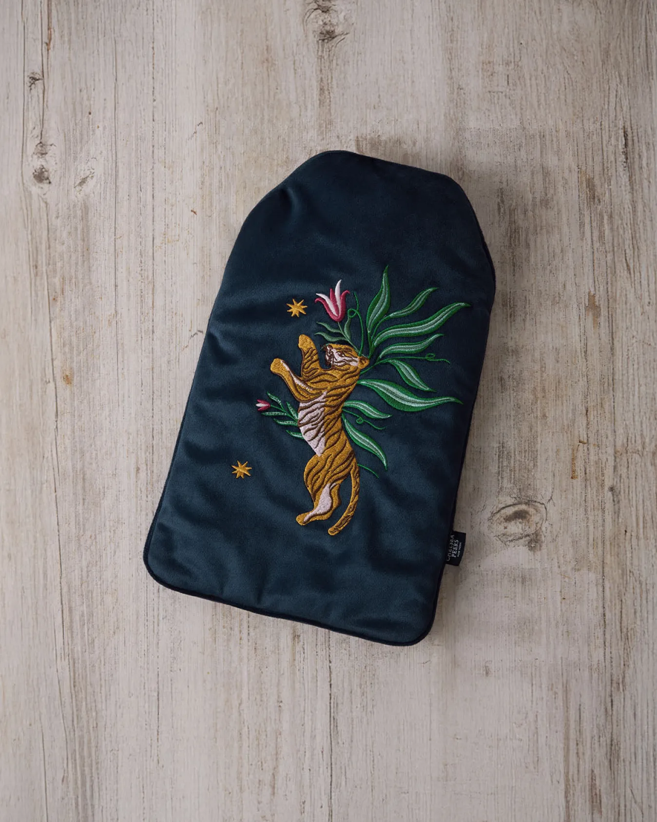 Velvet Embroidered Enchanted Tiger Hot Water Bottle