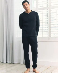 Waffle Long Jogger Lounge Bottoms - Navy