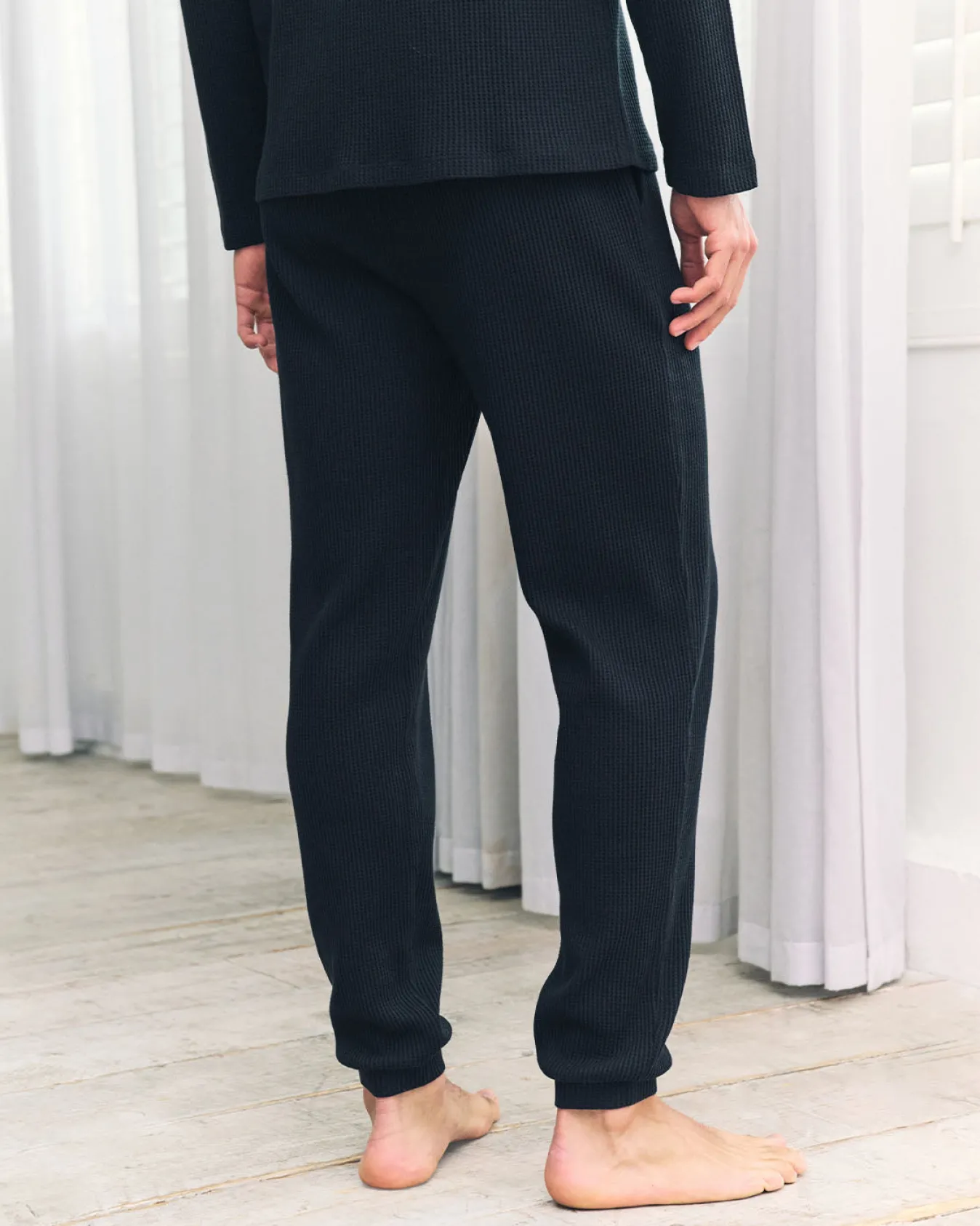 Waffle Long Jogger Lounge Bottoms - Navy