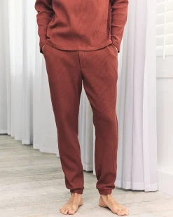 Waffle Long Jogger Lounge Bottoms - Rust