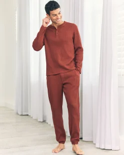 Waffle Long Jogger Lounge Bottoms - Rust