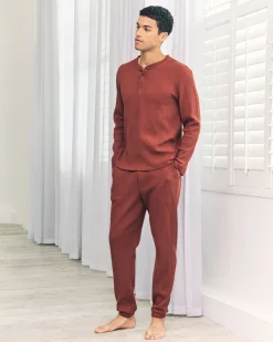 Waffle Long Jogger Lounge Bottoms - Rust