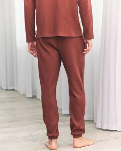 Waffle Long Jogger Lounge Bottoms - Rust