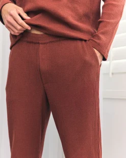 Waffle Long Jogger Lounge Bottoms - Rust