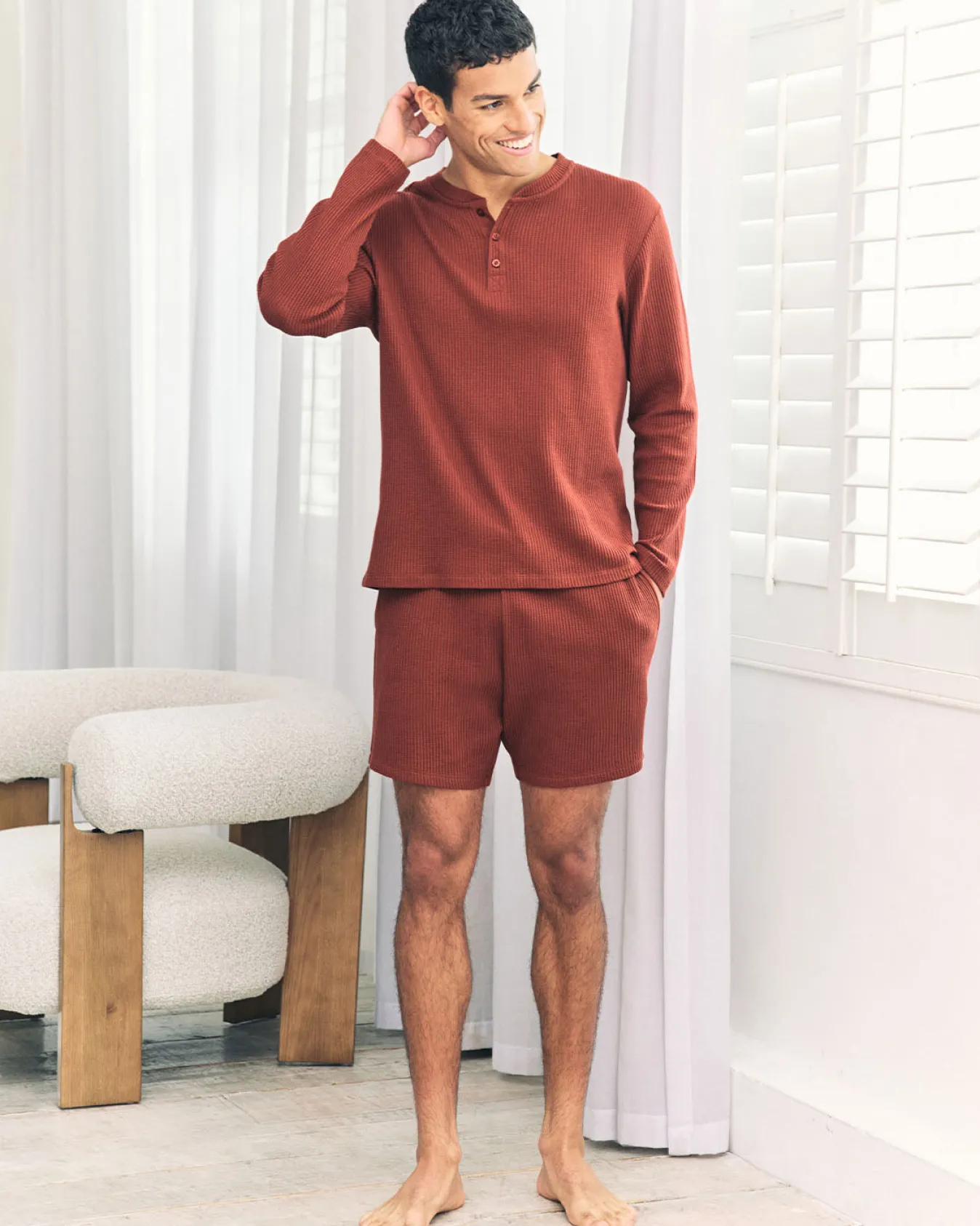 Waffle Lounge Shorts - Rust