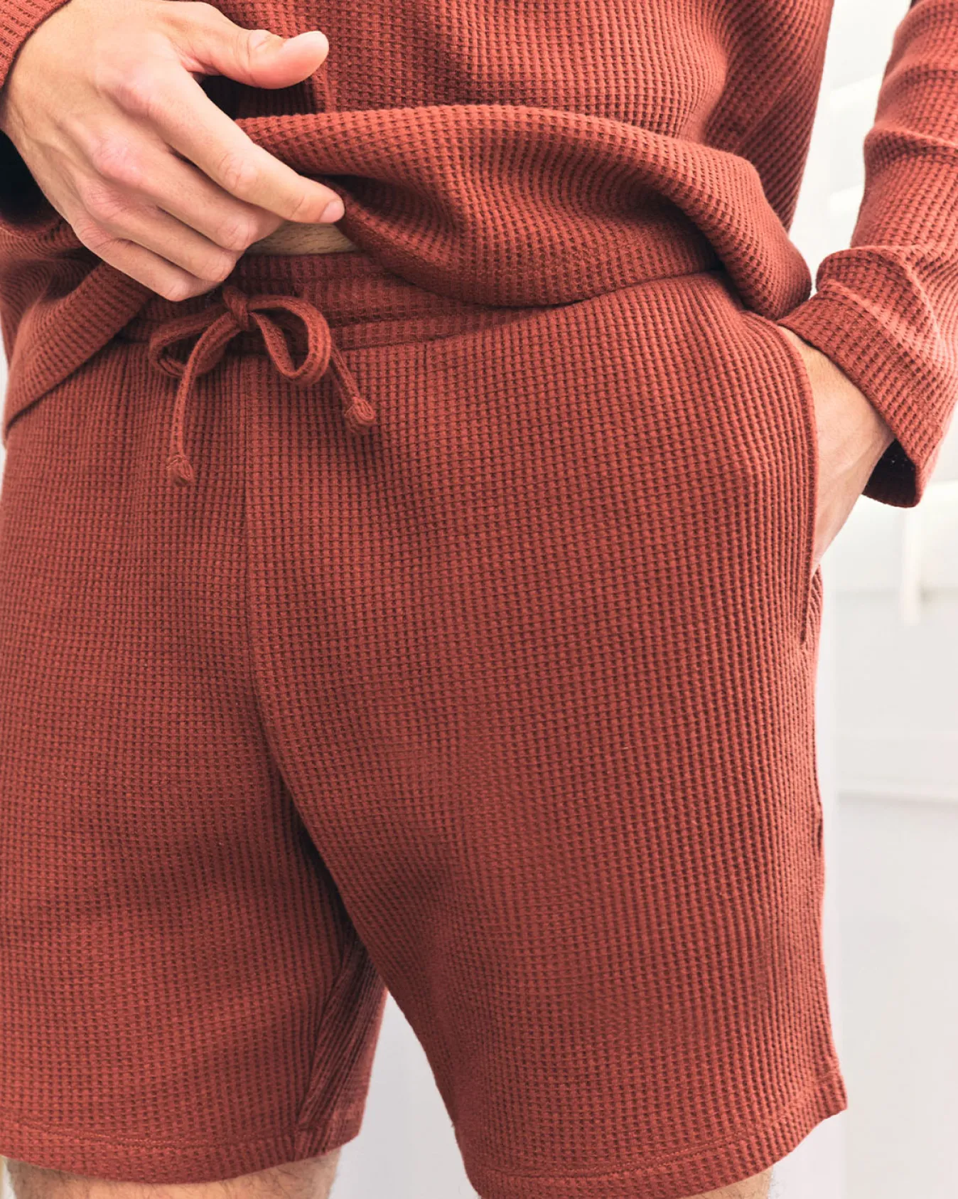 Waffle Lounge Shorts - Rust